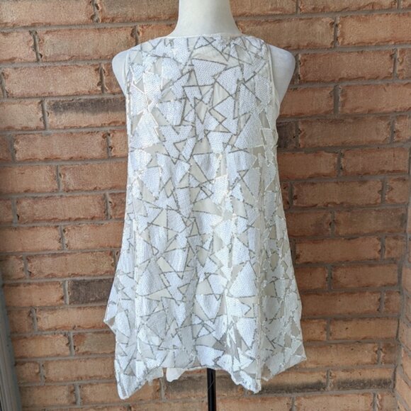 Long sequins geometric sleeveless tunic blouse - Picture 4 of 7